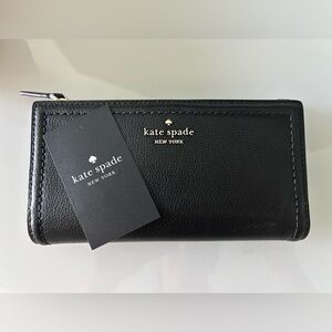 New Kate Spade Patterson Drive Pebbled Black Leather Wallet
